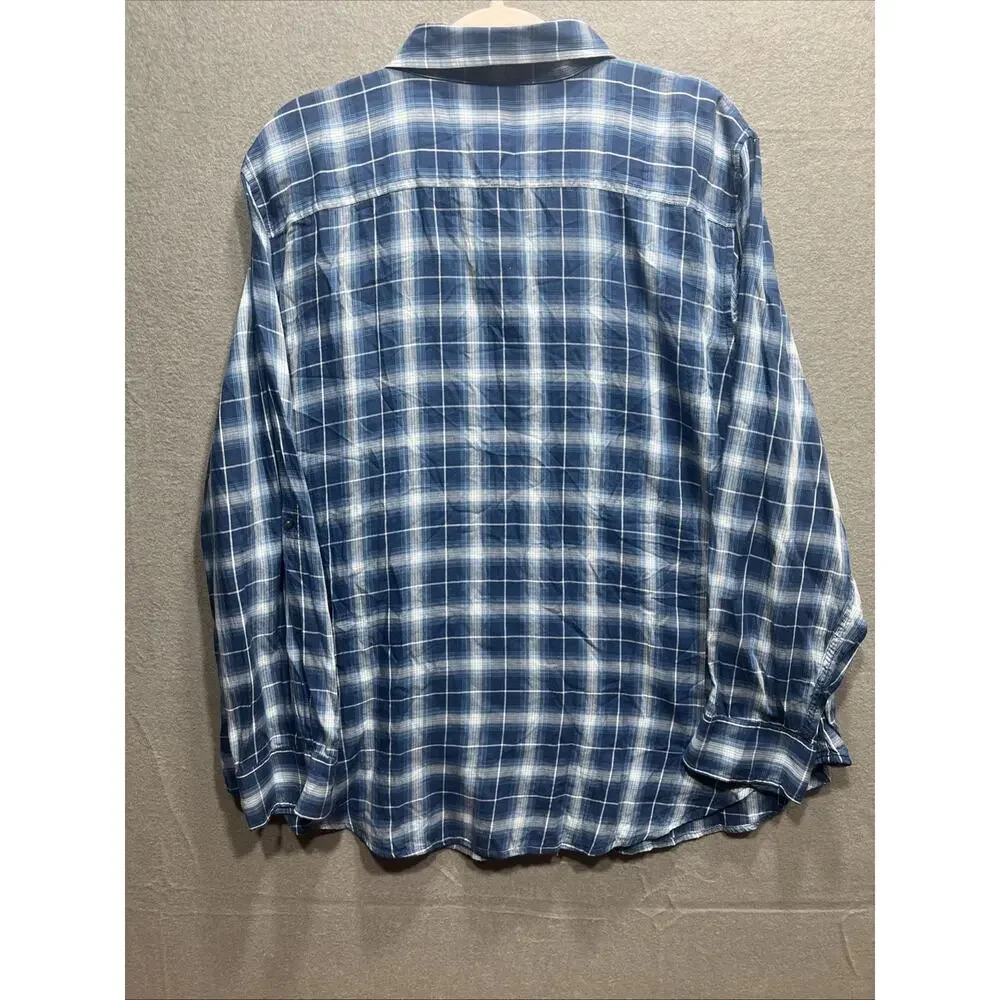 Lauren Ralph Lauren Black Label Plaid Cotton Twill Shirt Blue Womens Size 2X - Picture 5 of 14